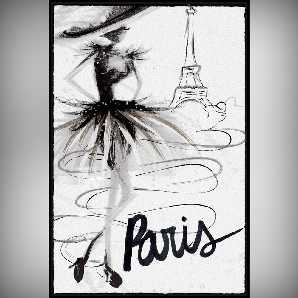 NWT Rare abstract sketch, a model in Paris~ Eiffel Tower Paris France